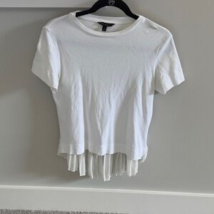Banana Republic White Short Sleeve Top with Pleated Hem